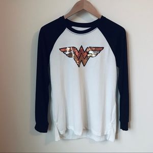 DC Wonder Woman Flip Sequin Shirt Girls Size XL